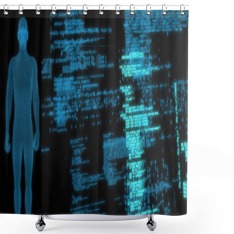 Personality  Digital Composite Pixelated 3d Man Shower Curtains