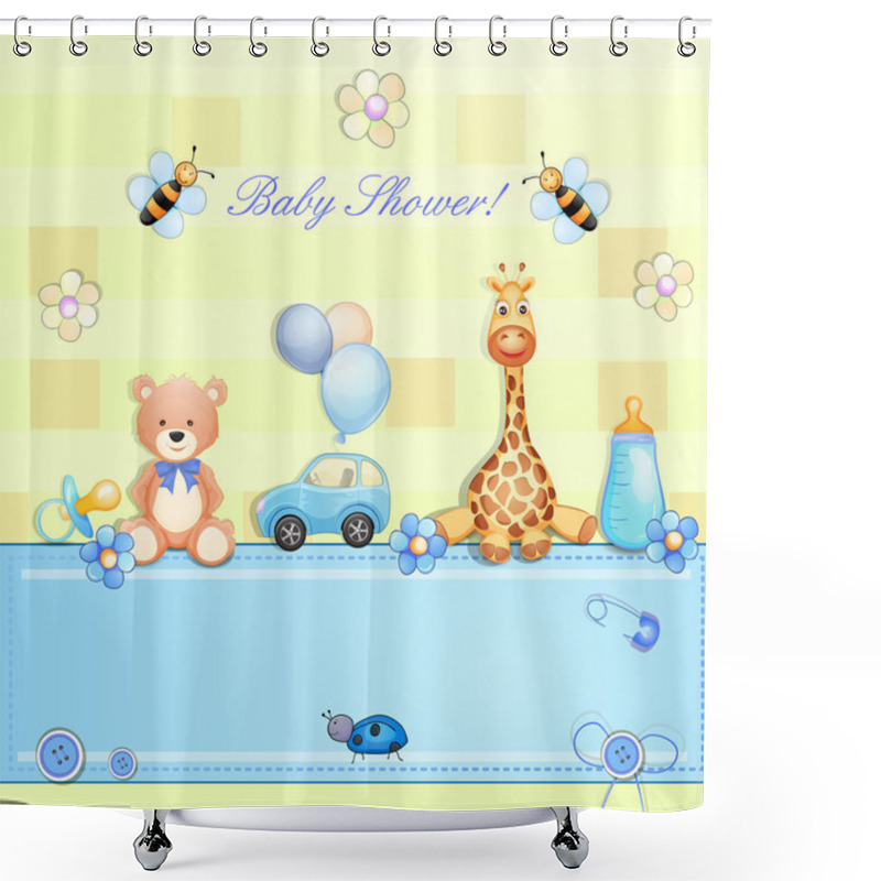 Personality  Baby Shower Card With Toys. Shower Curtains