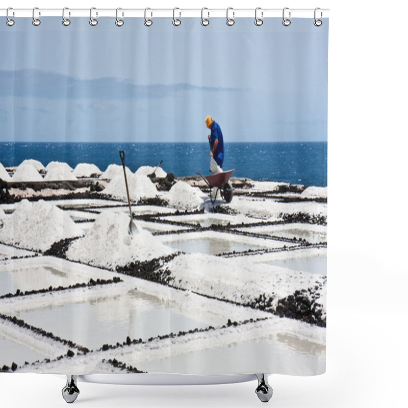 Personality  Worker At Salt Extraction La Palma Shower Curtains