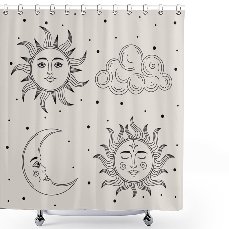 Personality  Four Astrology Zodiac Set Icons Shower Curtains