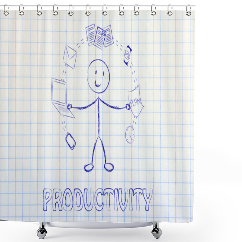 Personality  Productivity And Multitasking Concept Shower Curtains