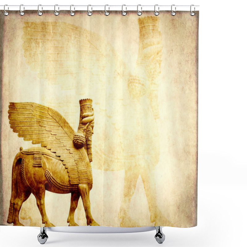 Personality  Grunge Background With Paper Texture And Lamassu Shower Curtains