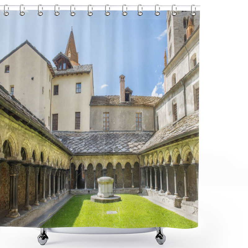 Personality  Cloister Of Collegiate Church In Aosta, Northern Italy, Dedicated To Saint Ursus Of Aosta Shower Curtains