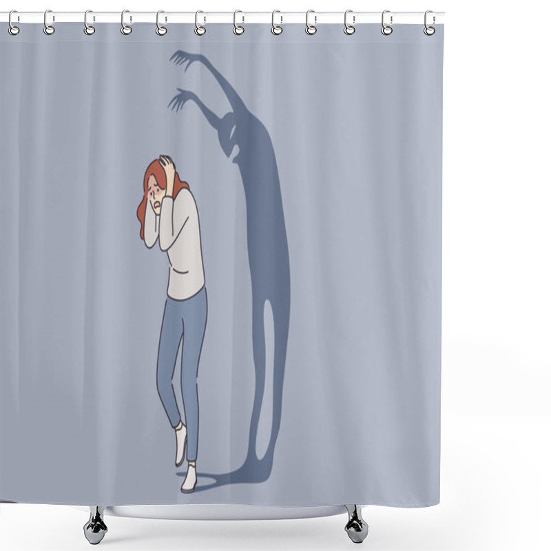 Personality  Psychology, Panic Attack, Phobia, Frustration Concept. Shower Curtains