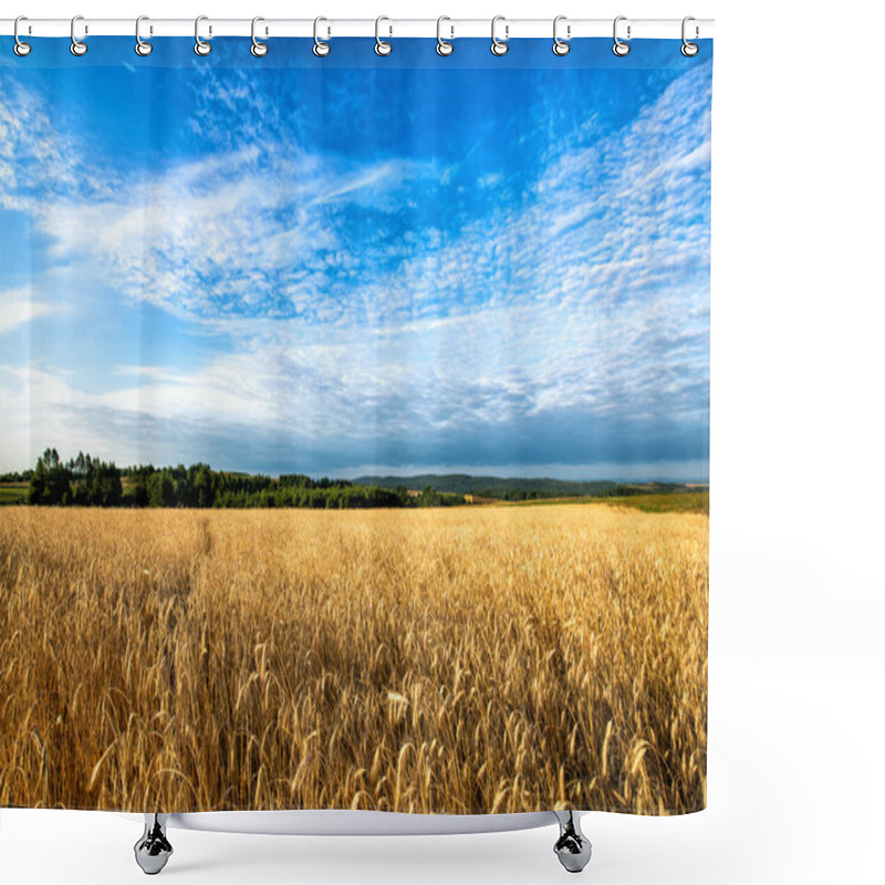 Personality  Beautiful Cloudy Sky Over Summer Fields Shower Curtains