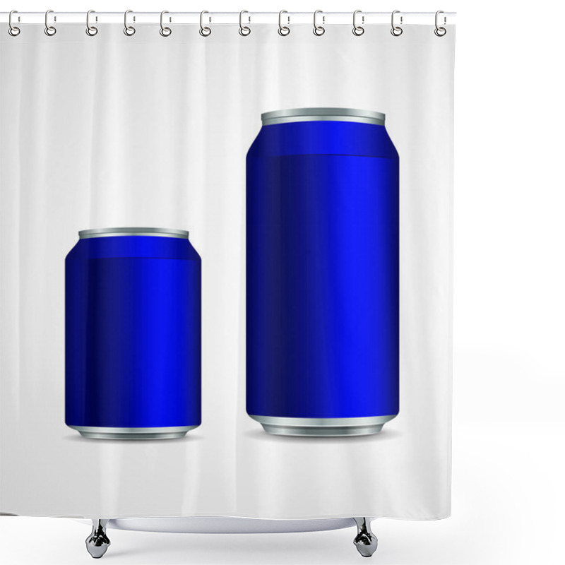 Personality  Two Blue Aluminum Cans Shower Curtains