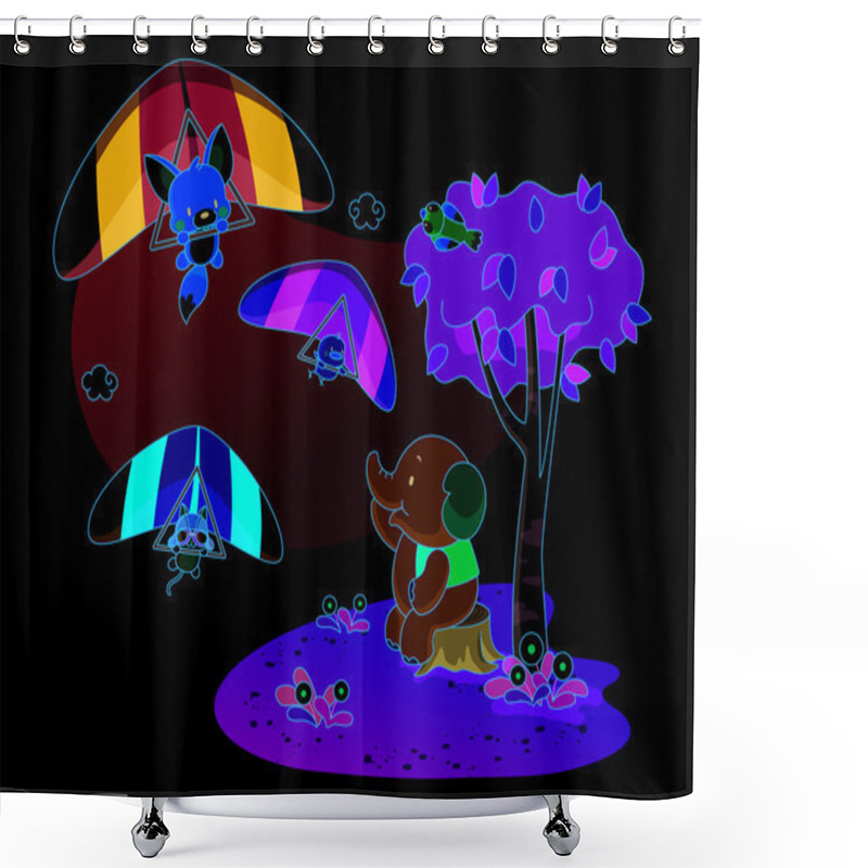 Personality  Funny Animals Are Parachuting Shower Curtains