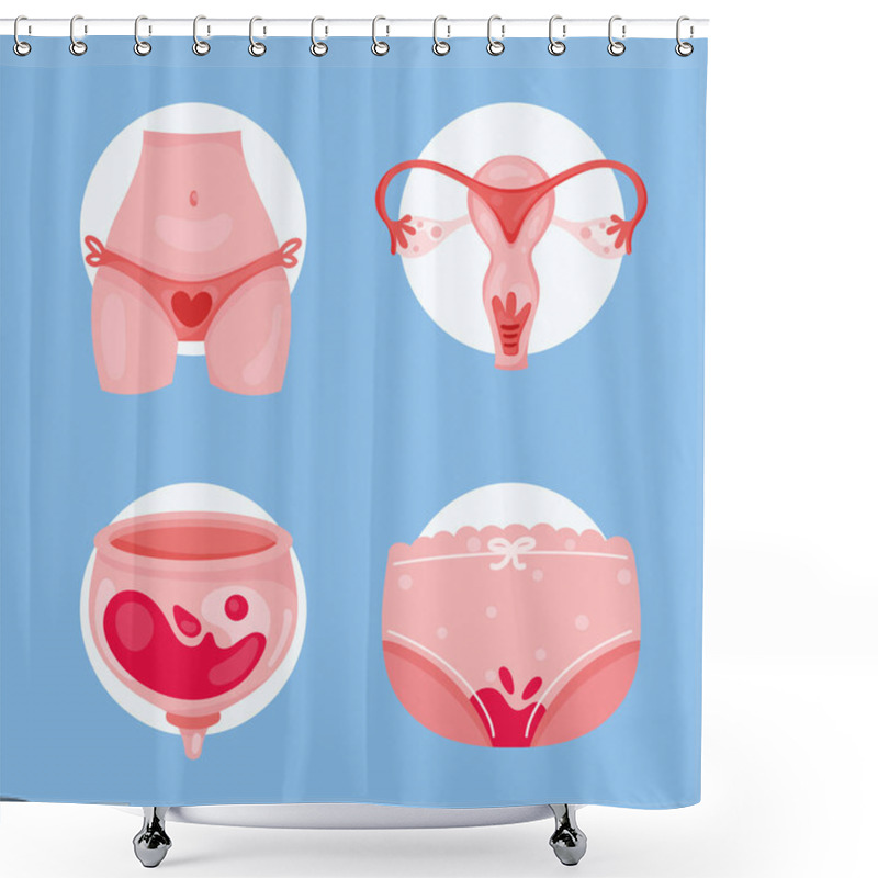 Personality  Four Menstruation Cycle Icons Shower Curtains