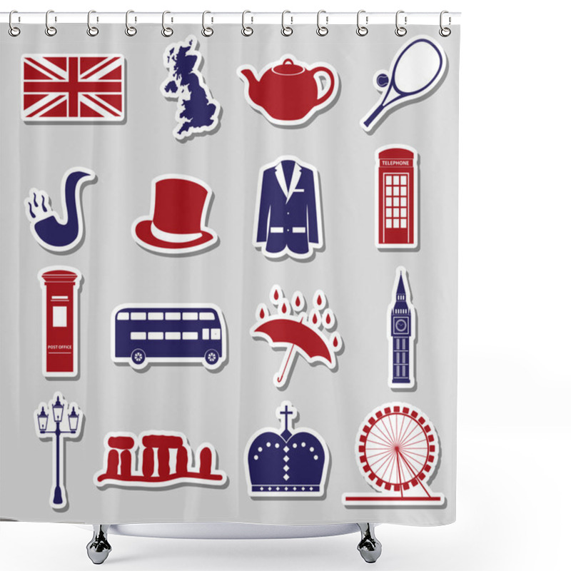 Personality  United Kingdom Country Theme Symbols Stickers Eps10 Shower Curtains