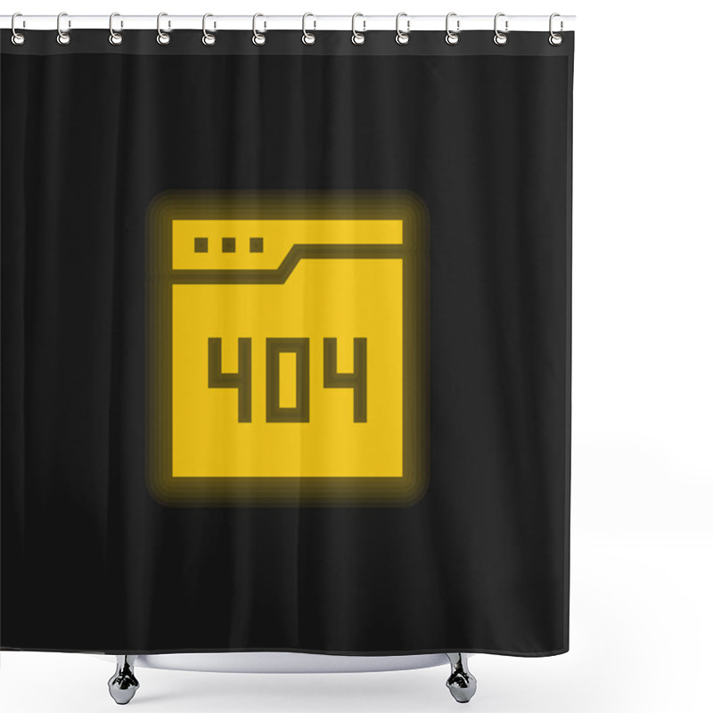 Personality  404 Error Yellow Glowing Neon Icon Shower Curtains