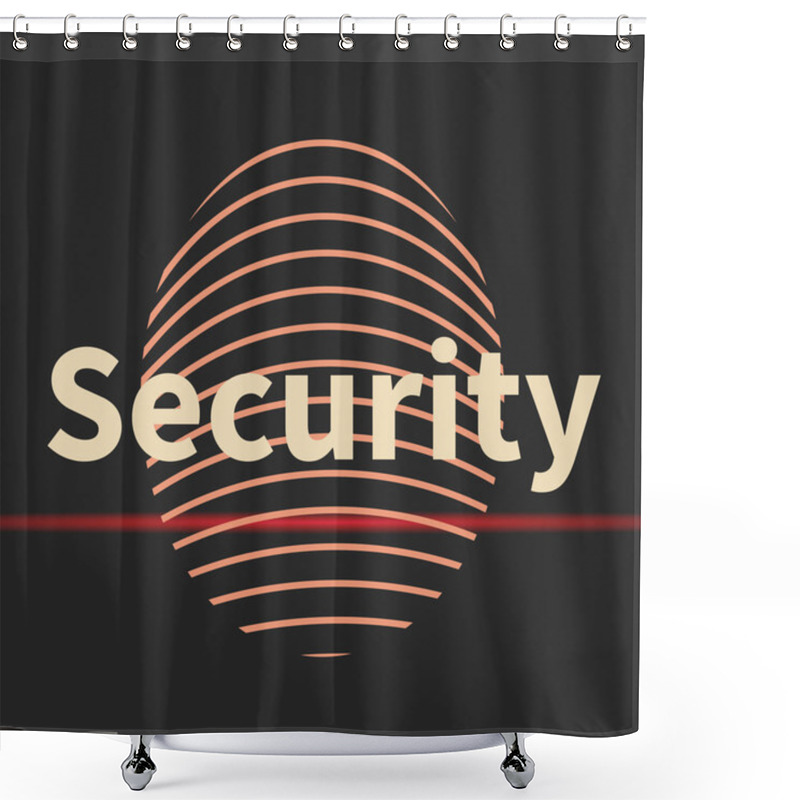 Personality  Fingerprint Icon With Security Text. Shower Curtains