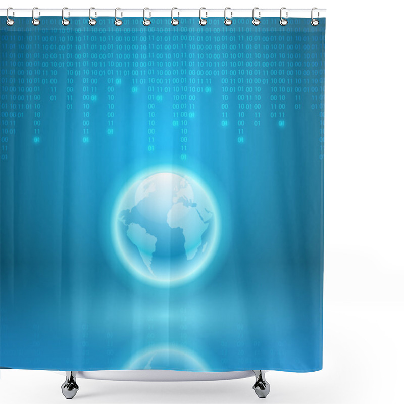 Personality  Stream Of Binary Code With The Globe Shower Curtains