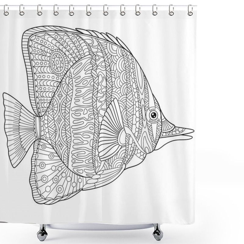 Personality  Zentangle Stylized Butterfly Fish Shower Curtains