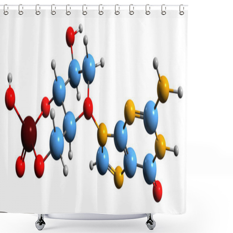 Personality   3D Image Of Cyclic Guanosine Monophosphate Skeletal Formula - Molecular Chemical Structure Of Second Messenger CGMP Isolated On White Background Shower Curtains