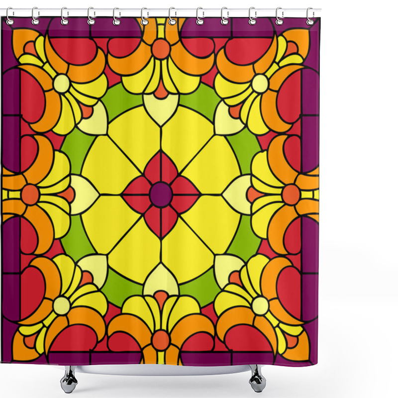 Personality  Square Floral Ornament Background Shower Curtains