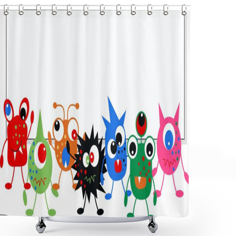 Personality  Monsters With A Placard Shower Curtains