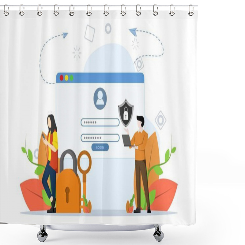 Personality  Browse Online Listings. Registration Or Register User Interface. Users Use Secure Logins And Passwords. Online Registration Collection, Sign. Flat Vector Illustration On White Background. Shower Curtains