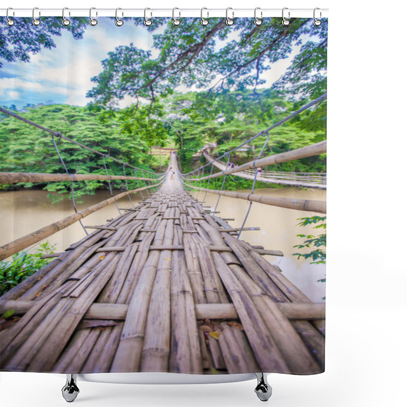 Personality  Hinged Bridge Over The River Loboc In Bohol, Philippines Shower Curtains