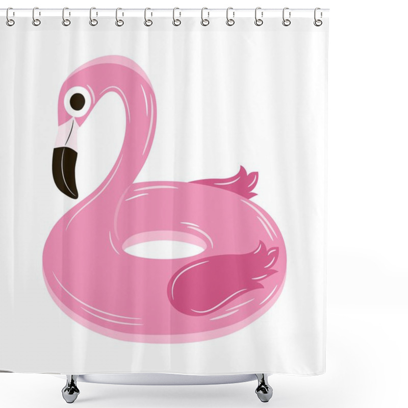 Personality  Vector Illustration With Inflatable Flamingo Shower Curtains