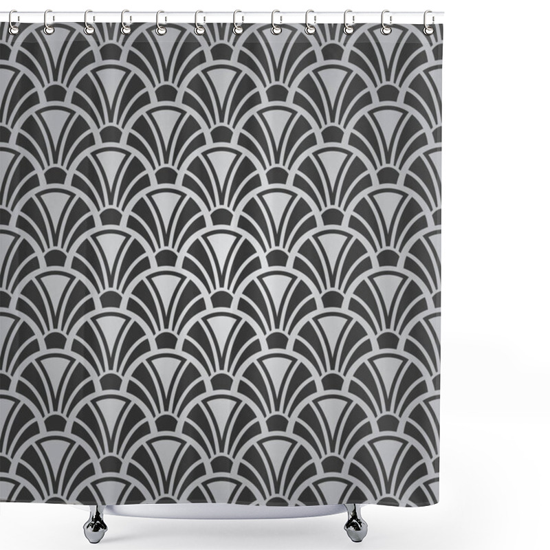 Personality  Black And White Simple Arc Shapes Pattern Shower Curtains