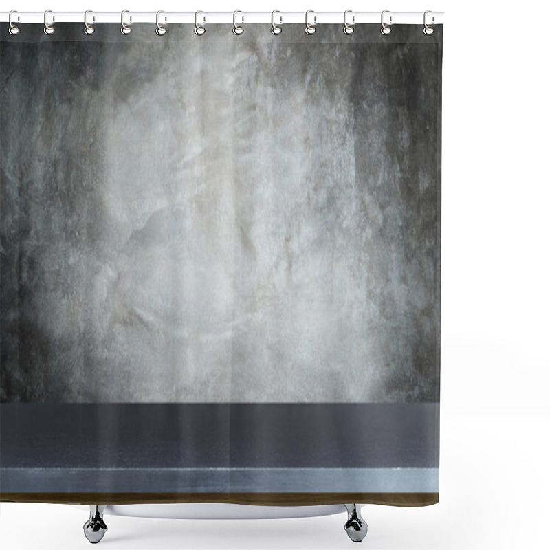 Personality  Empty Top Of Natural Stone Table And Stone Wall Background  Shower Curtains