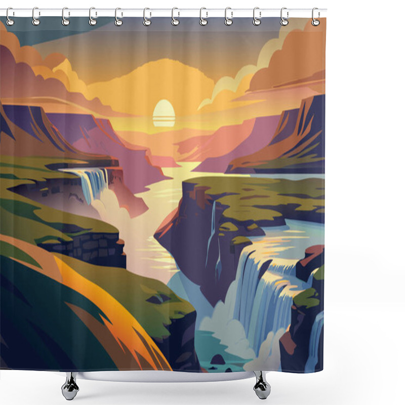 Personality  Beautiful Landscape Of Iceland. Vector Illustration Shower Curtains