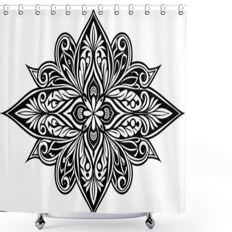 Personality  Mandala Pattern Black And White Shower Curtains