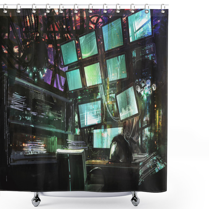 Personality  Sci-fi Creative Workspace Shower Curtains