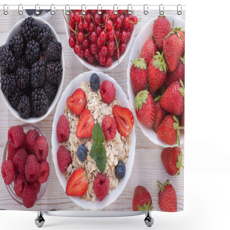 Personality  Breakfast - Berries, Fruit And Muesli Shower Curtains