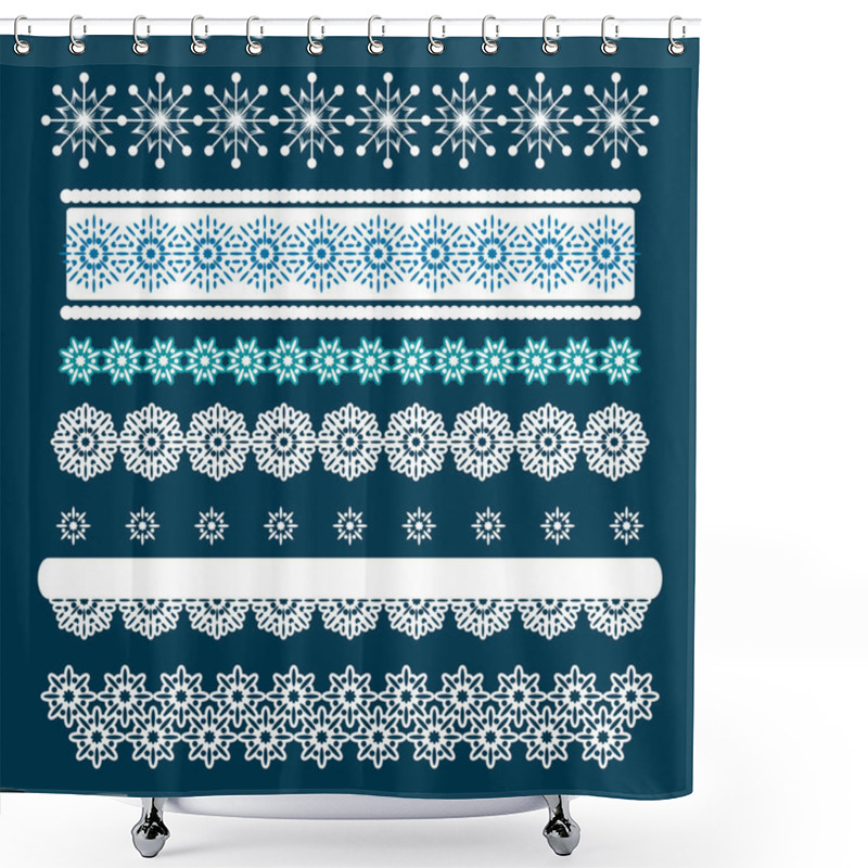 Personality  Christmas  Borders With Snowflakes. Shower Curtains