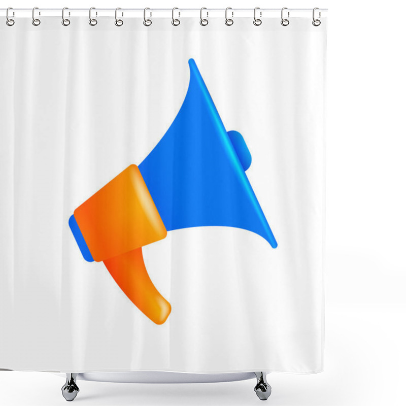 Personality  Loudspeaker Blue With Orange Handle Isolated On White Background. Shower Curtains