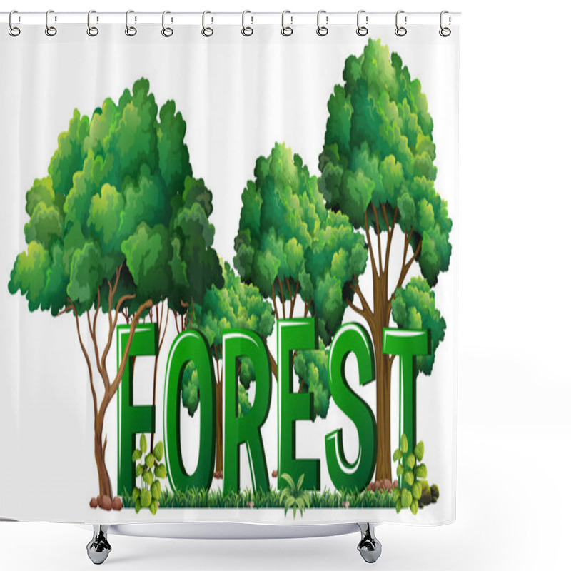 Personality  Font Design For Word Forest Shower Curtains