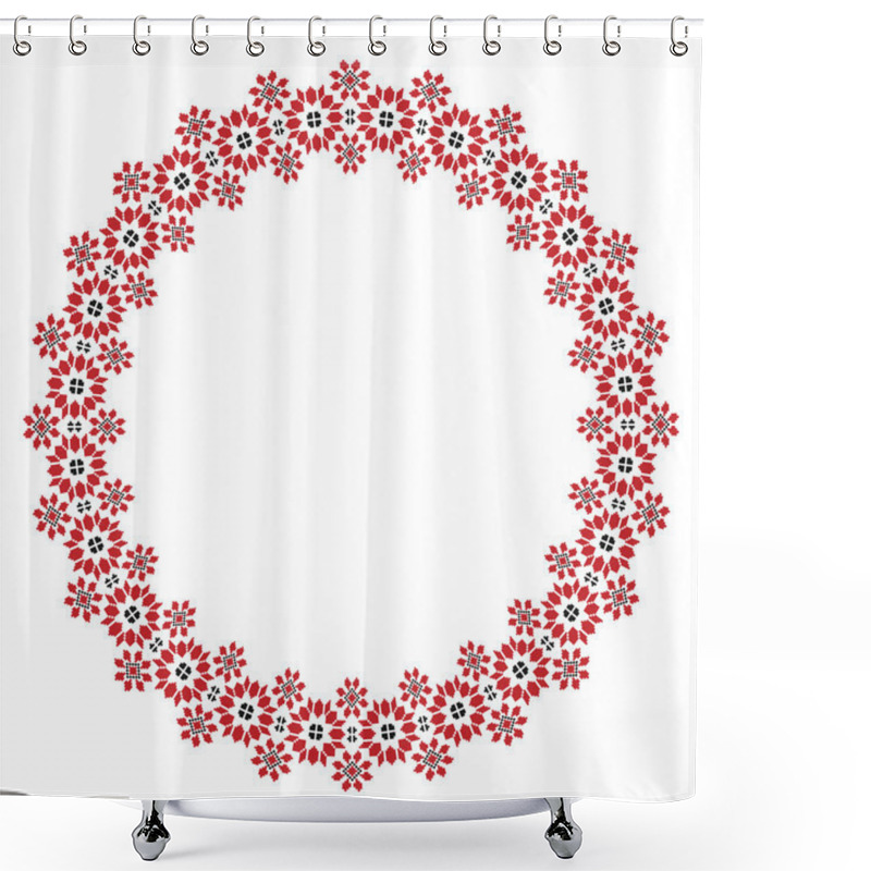 Personality  Traditional Slavic Round Embroidery Shower Curtains