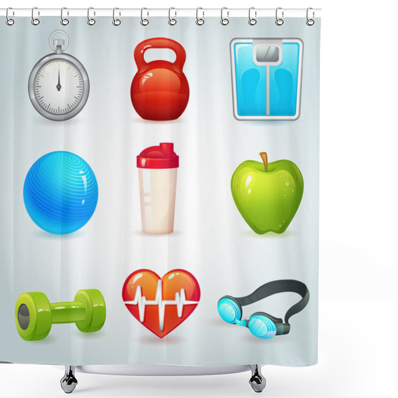 Personality  Sport And Fitness Icons Shower Curtains