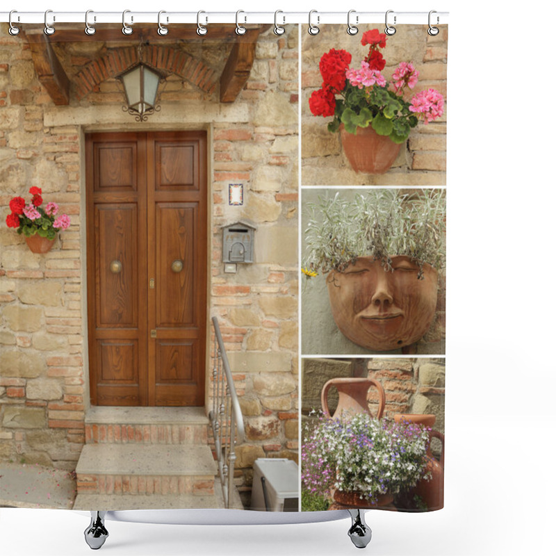 Personality  Idyllic Front Door Collage Shower Curtains