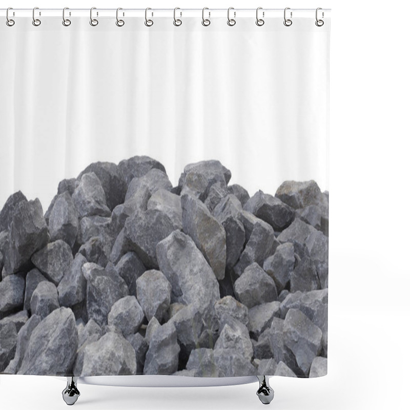 Personality  Piles Of Crushed Stone Isolate On White. Shower Curtains