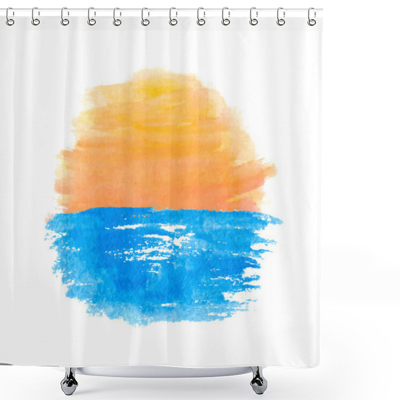 Personality   Sunrise Over The Water, Vector Shower Curtains