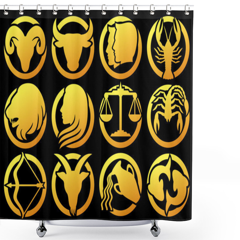 Personality  Zodiac Signs Buttons Shower Curtains