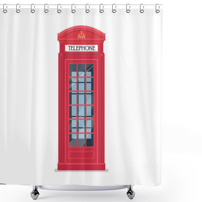 Personality  London Red Telephone Booth. Vector Illustration. Shower Curtains