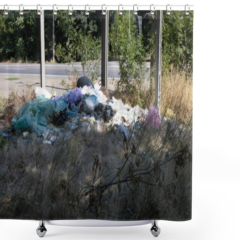 Personality  Household Garbage Pile Illegal Dumping Forest Pollution Environmental Problem Litter Waste Debris Nature Contamination Ecological Trash Heap Urban Waste Landfill Damage Eco Awareness Recycling Issue Shower Curtains