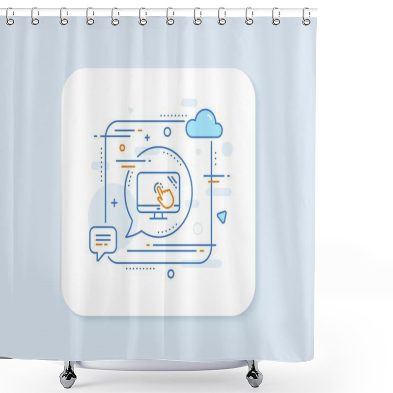 Personality  Touch Screen Line Icon. Abstract Square Vector Button. Online Quiz Test Sign. Touch Screen Line Icon. Speech Bubble Concept. Vector Shower Curtains