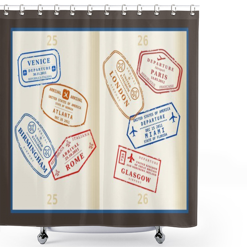 Personality  Travel Stamps Shower Curtains