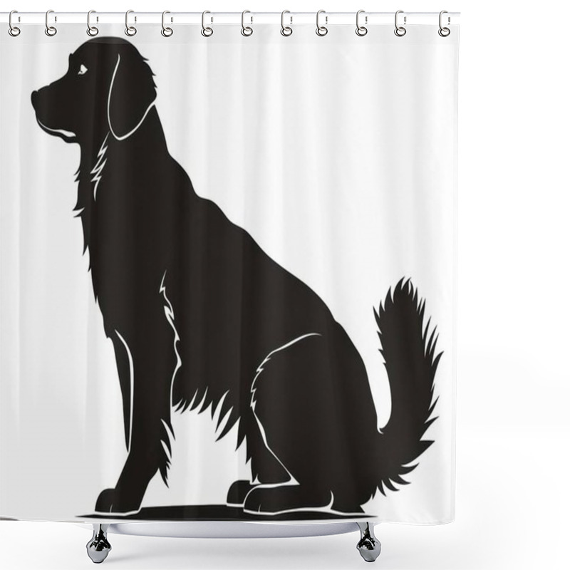 Personality  A Silhouette Of A Sitting Golden Retriever, Showcasing Its Characteristic Fur And Friendly Demeanor. Shower Curtains