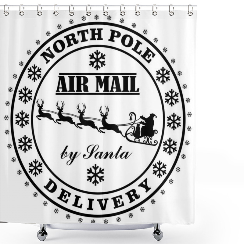 Personality  Nort Pole Delivery By Santa Post Stamp Vector Eps 10 Shower Curtains