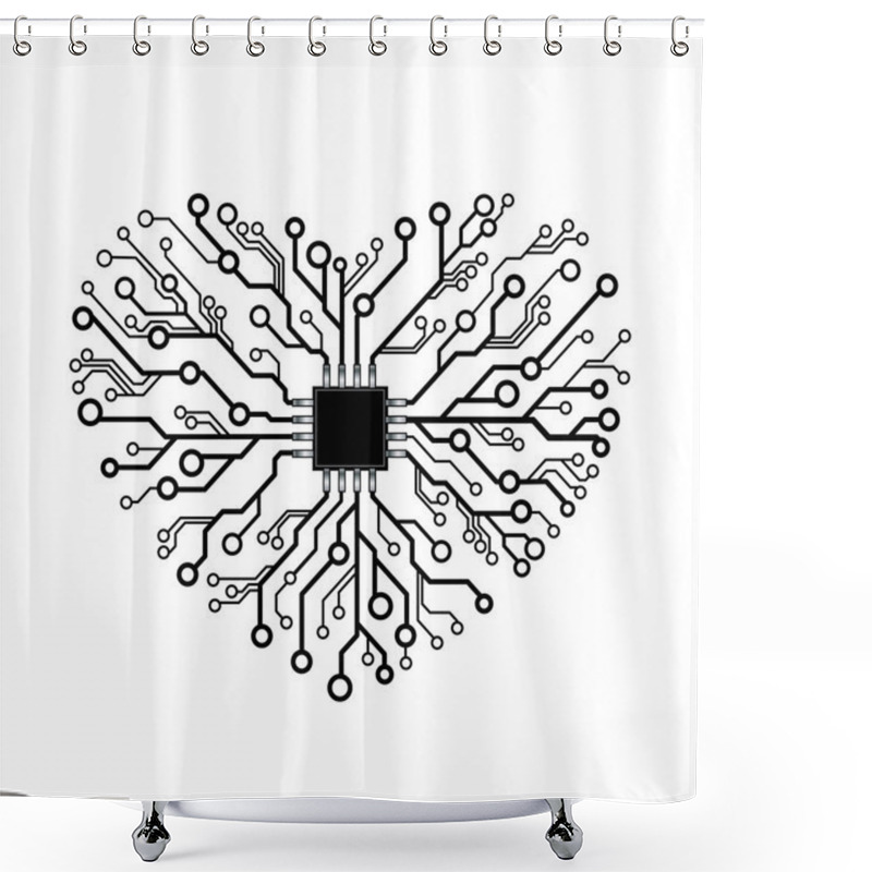 Personality  Vector Circuit Board Heart Shower Curtains