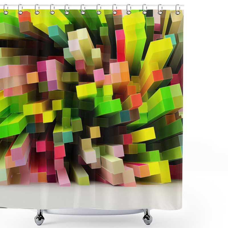 Personality  3d Pixel Background Shower Curtains