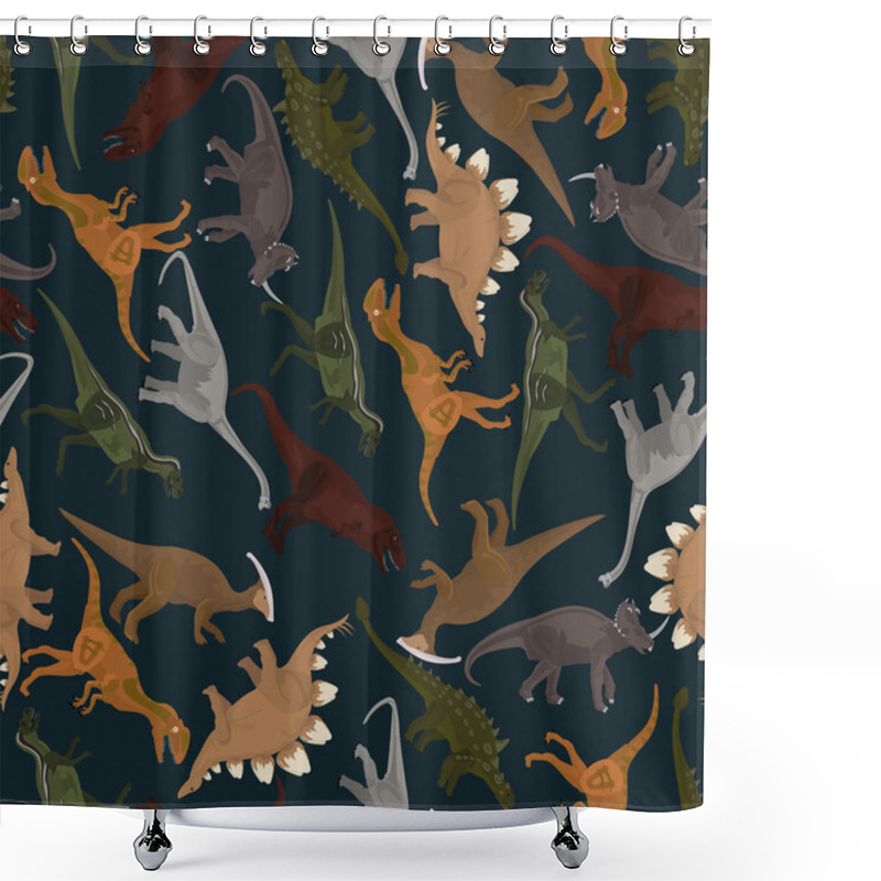 Personality  Dark Seamless Pattern With Dinosaurs Shower Curtains