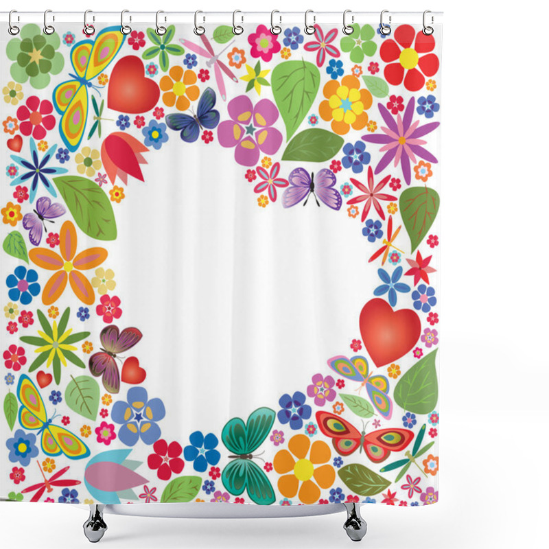 Personality  Holiday Heart With Flowers And Butterflies Shower Curtains