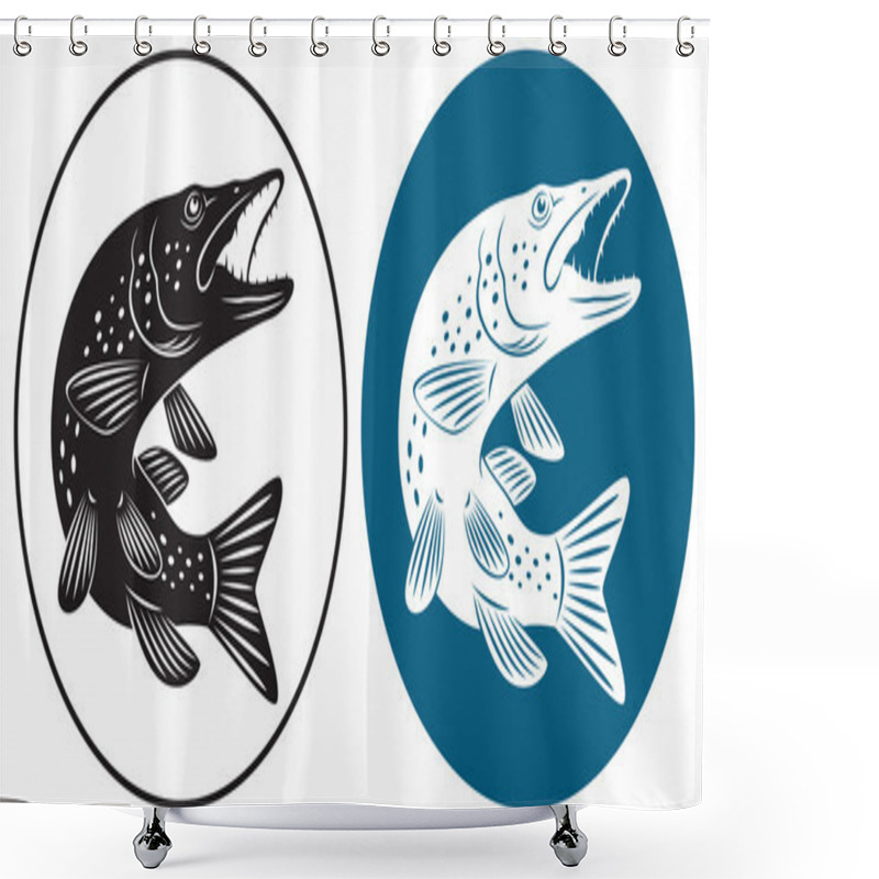 Personality  Pike Fish Shower Curtains