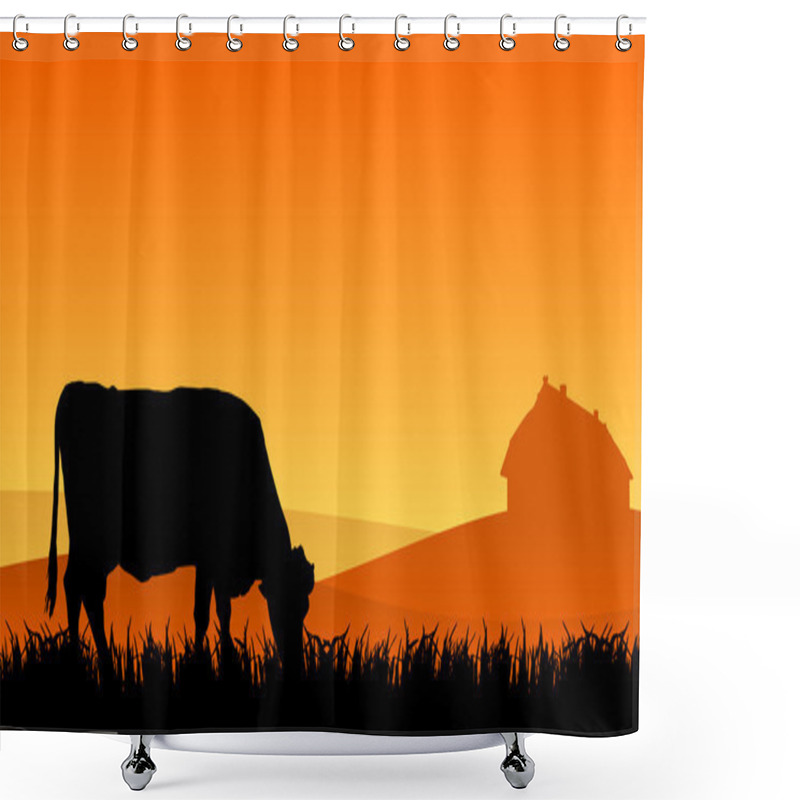 Personality  Cow On Pasture Shower Curtains